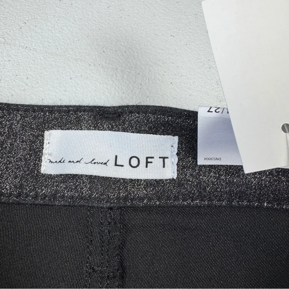 LOFT High Rise Skinny Jeans‎ Womens 4 Black Silver Shimmer Pockets Stretch NWT